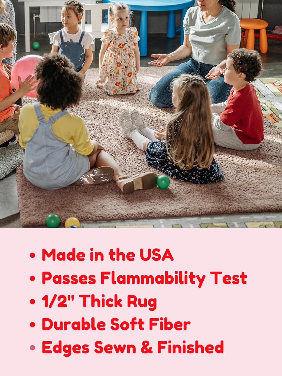 KOECKRITZ Soft and Colorful Kids Classroom Area Rugs (Passes Flammability Pill Test) Many Sizes and Bright Colors to Select from (10' Round, Tangerine)