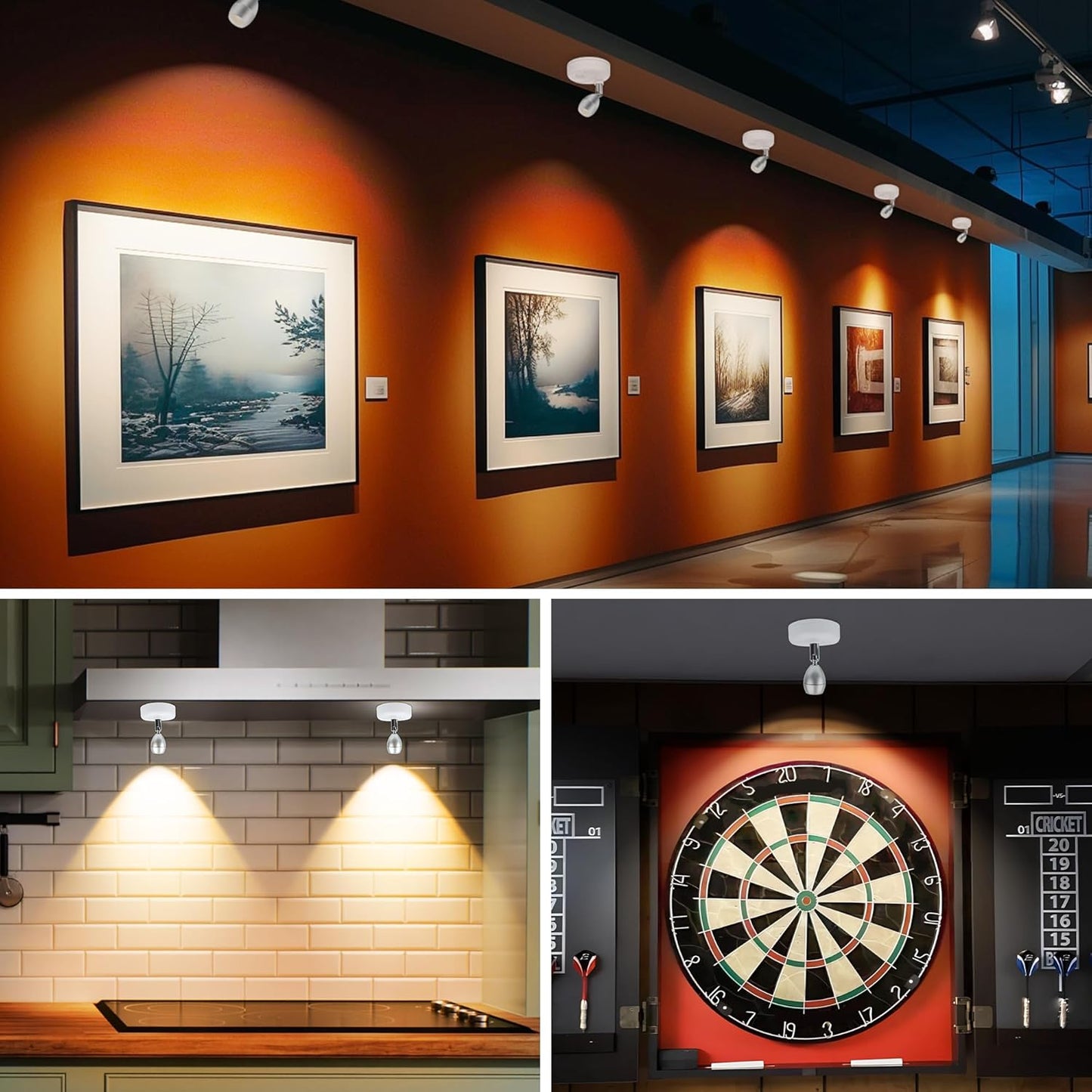 4 Pack Wireless Spot Lights Indoor, Battery Operated Uplighting, Mini Spotlight with Remote 3CCT Tree Lights Indoor, Accent Wall Lights for Display Plant Picture Dartboard