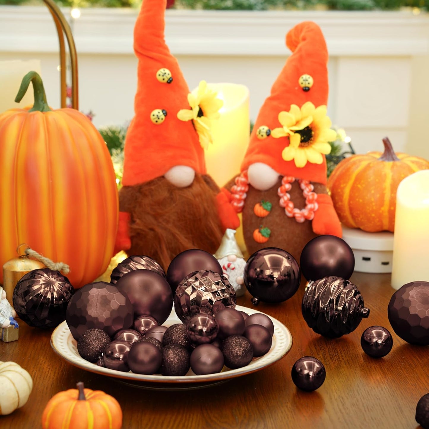 XmasExp 24ct Mini Christmas Ball Ornaments Shatterproof Christmas Ornaments Set Decorations for Xmas Tree Balls 30mm/1.18" (Brown)