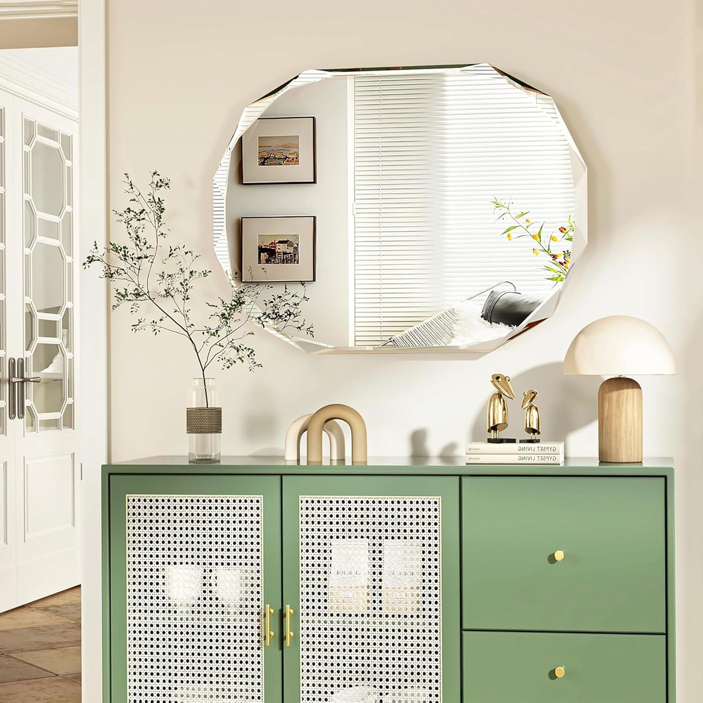 Bathroom Mirrors for Over Sink, Round Frameless Mirrors for Wall, 24x36 Inch Beveled Bathroom Mirror, Bathroom Vanity Circle Mirror for Bedroom Living Room Entryway Home Decor