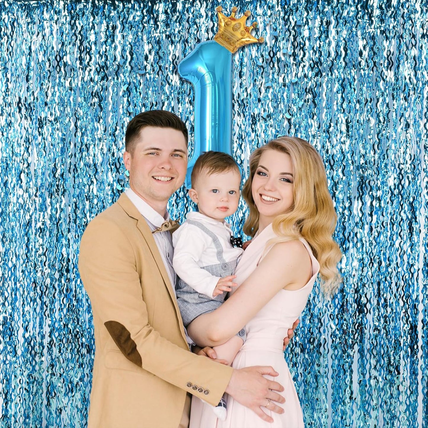 Wavy Blue Streamers Party Backdrop - GREATRIL Fringe Curtain for Pool Party/Birthdays/VBS/Beach/Under Sea - 3.2ft X 6.5ft - 2 Packs