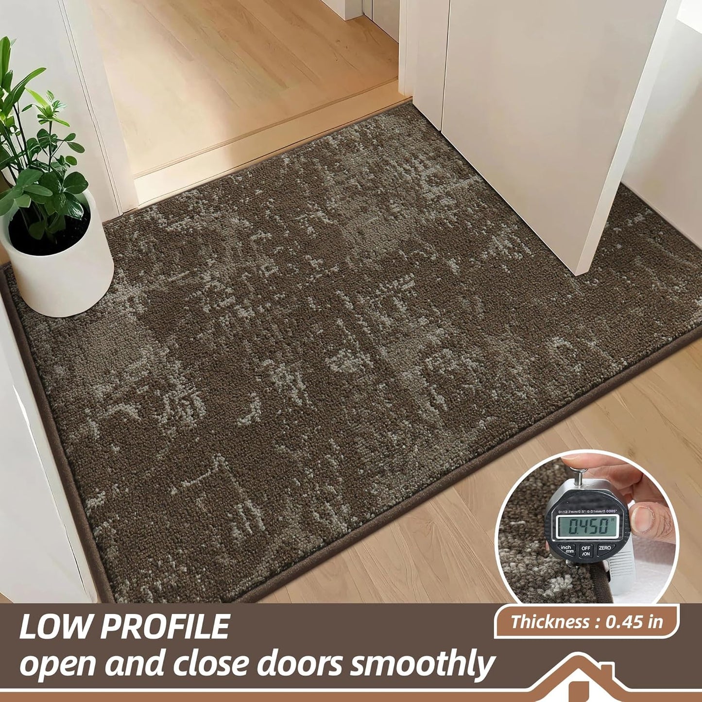 BEQHAUSE Dirt Trapper Door Mat 20"x32" Non-Slip Door Mats Washable Entryway Rugs Stain Resistant Doormat Absorbent Welcome Floor Mat for Front Back Door, Muddy Wet Shoes & Paws,Brown