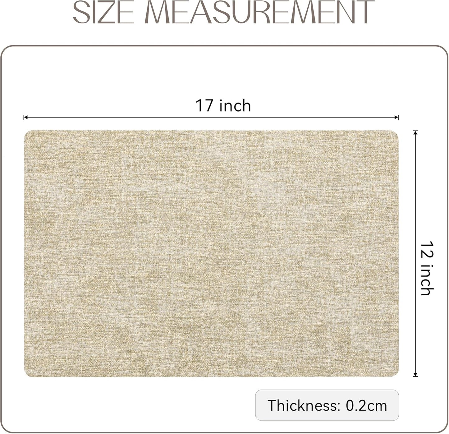 Romanstile Vinyl Placemats Set of 12-12 X 18 Inch - Heat Resistant Place Mats 100% Waterproof Oilproof Wipeable Reversible Faux Leather Table Mats for Kitchen/Dining/Party/Outdoor, Beige