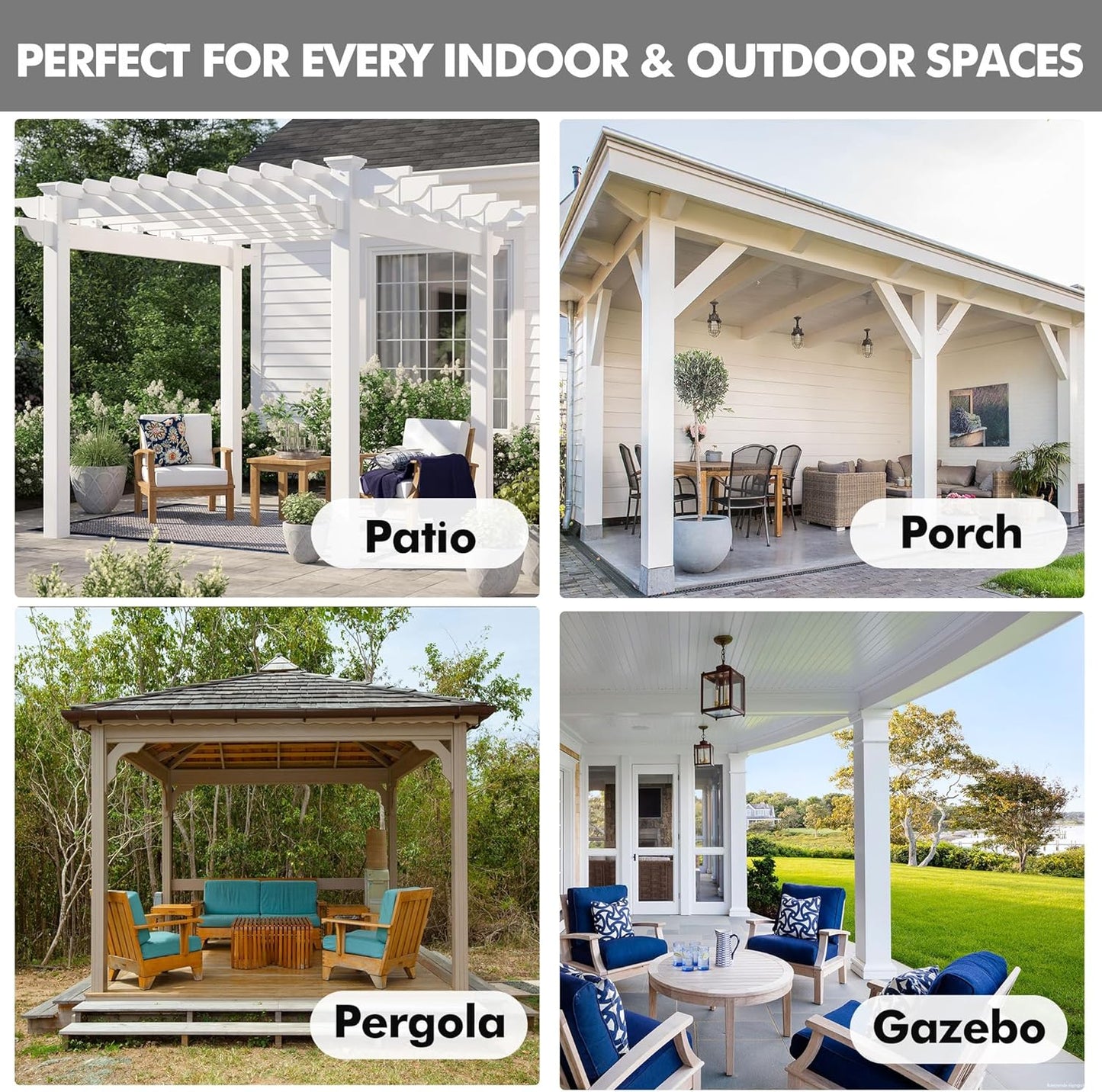 HolidayIdeas 4 Panels Linen Outdoor Curtains for Patio Waterproof Taupe Outside Curtains 54"x120"-Gazebo Curtains Weighted Weatherproof, Privacy for Pergola, Porch, Cabana, Living Room