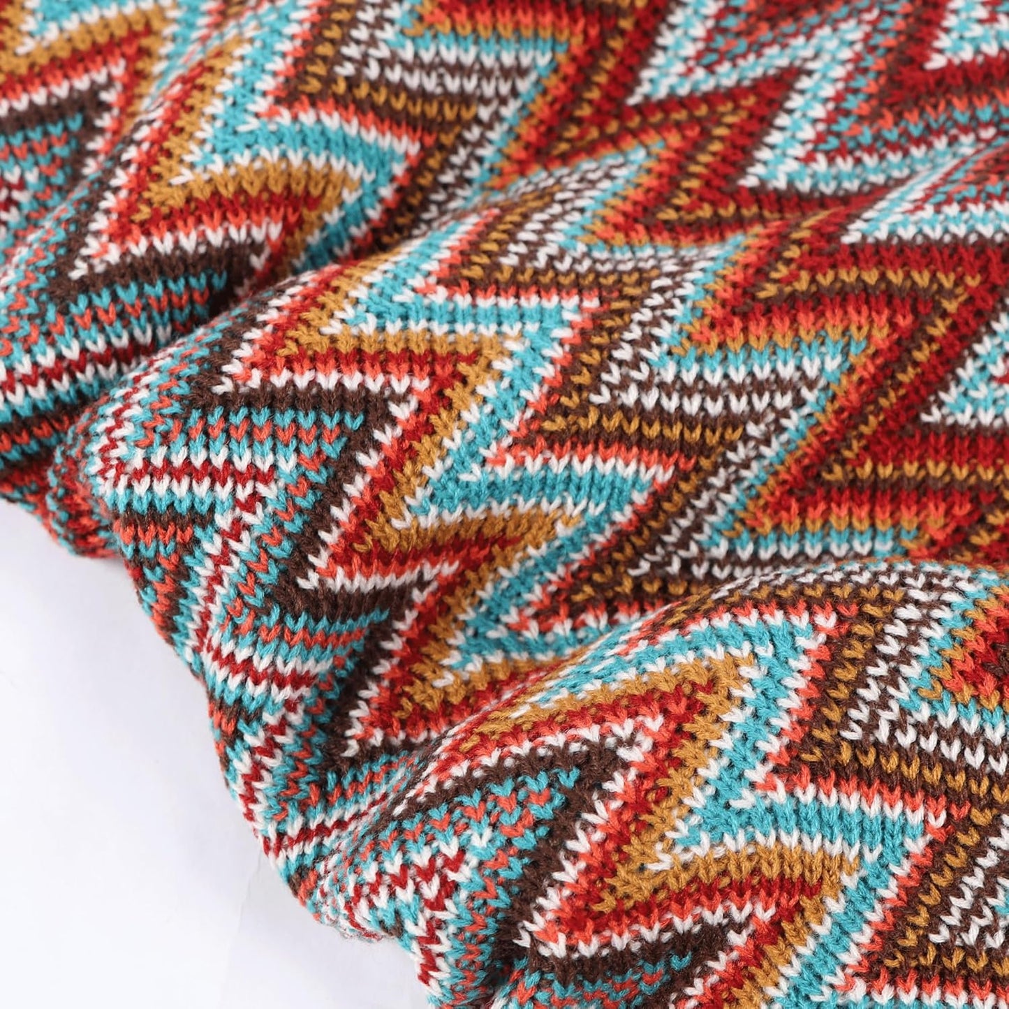 Boho Throw Blanket - Bohemian Fringe Tassels, for Bed Couch Soft ChairBlanket Double Sided (50"x70") (Red)