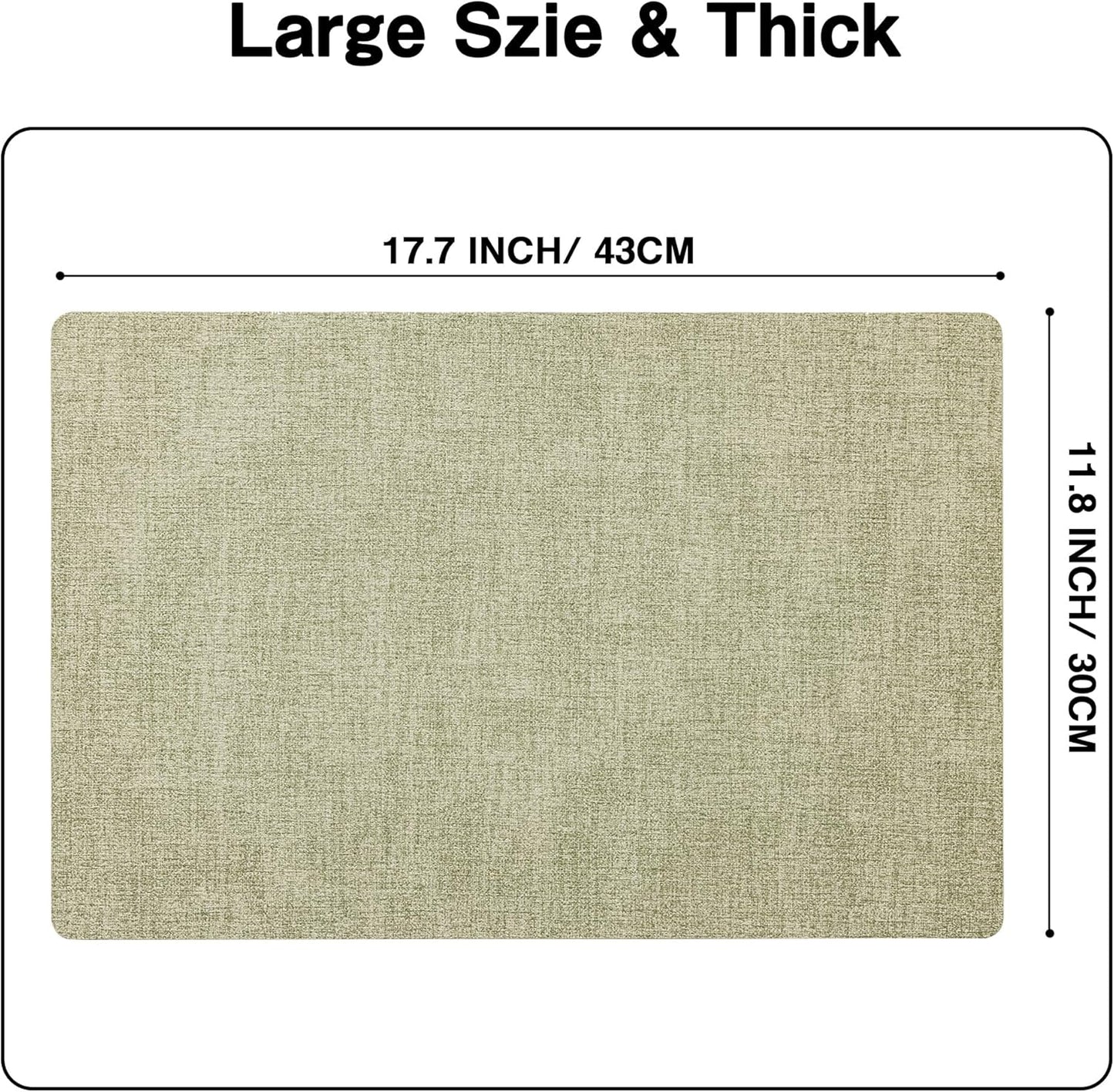 Chrysameld Vinyl Placemats Set of 8 - Faux Leather 100% Waterproof Oil-Proof Wipeable PU Place Mats, Heat Resistant Anti Slip Reversible Table Mats for Indoor & Outdoor Use,(17×12Inch, Sage Green)