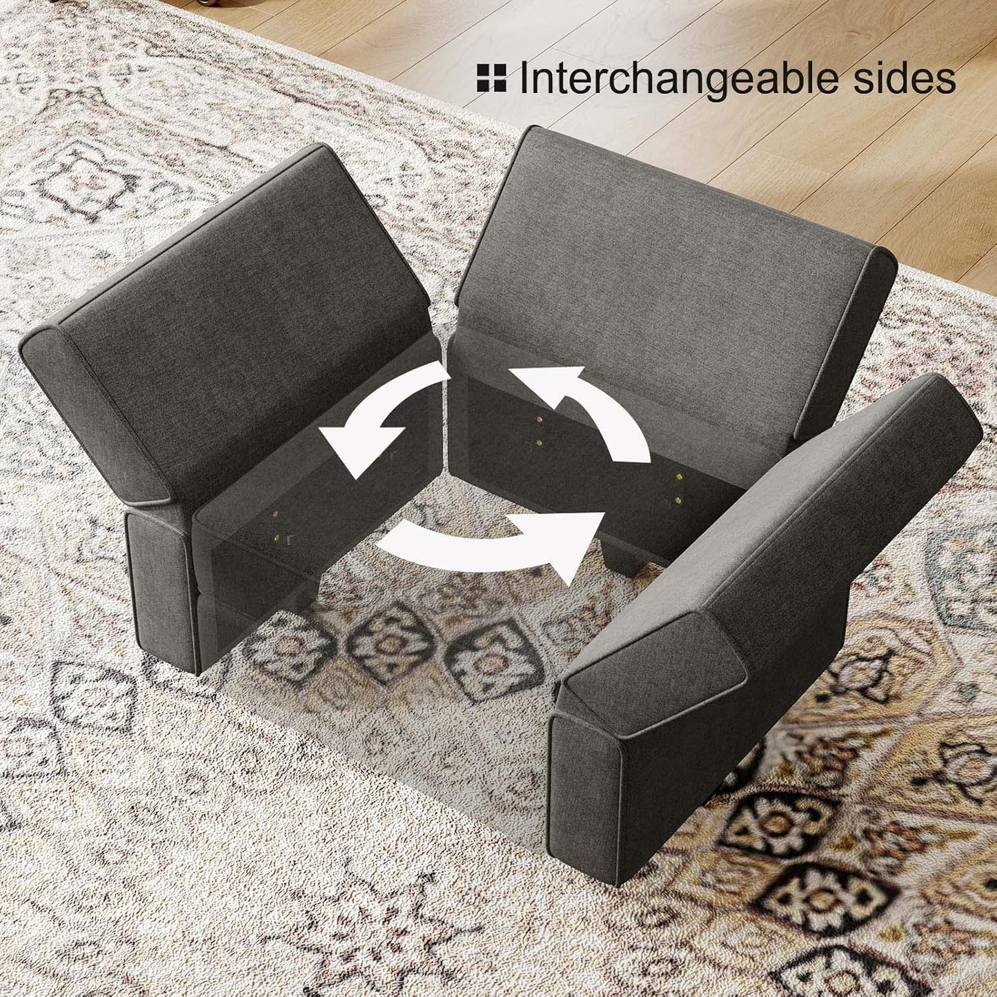 Belffin Modular Sectional Sleeper Sofa Couch with Storage Ottoman Convertible Sectional Couches for Living Room Terry Reversible Chaise. Light Grey Sofa