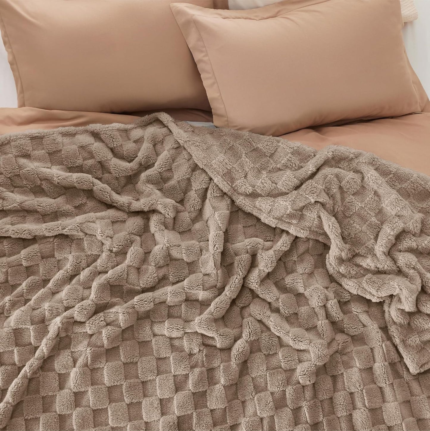 Bedsure GentleSoft Blankets Queen Size for Bed - Super Soft Cozy Blanket for Women Men Girls, Large Fuzzy Fleece Throw for Bedroom Decor, Light Taupe, 90x90 Inches