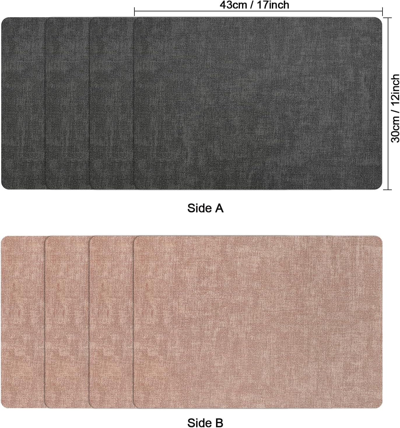 Myir JUN Placemats Dual Sided, Faux Leather Place Mats Set of 6 Indoor Placemats for Dining Table Outdoor Placemats Manteles Individuales Square Non-Slip Washable Table Mats (Gray Pink, Set of 6)