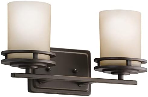 Kichler Hendrik 14.5" 2 Light Vanity Light with Light Umber Etched Glass Olde Bronze®