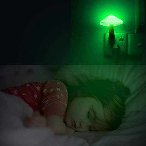 AUSAYE 5 Pack Sensor LED Night Lights Plug in Lamp Mushroom Light for Adults Kids NightLight Bedroom,Bathroom,Toilet,Hallway,Stairs,Kitchen,Basement Green