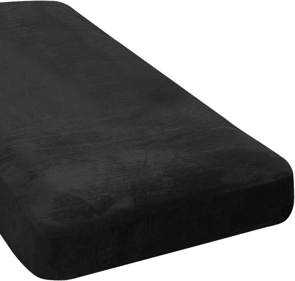 H.VERSAILTEX Velvet Stretch Individual Chaise Cover Sectional Couch Covers for L Shaped Sofa Both Left/Right Furniture Protector Seat Cushion Sofa Cover (1 Piece Chaise Cover, Black)