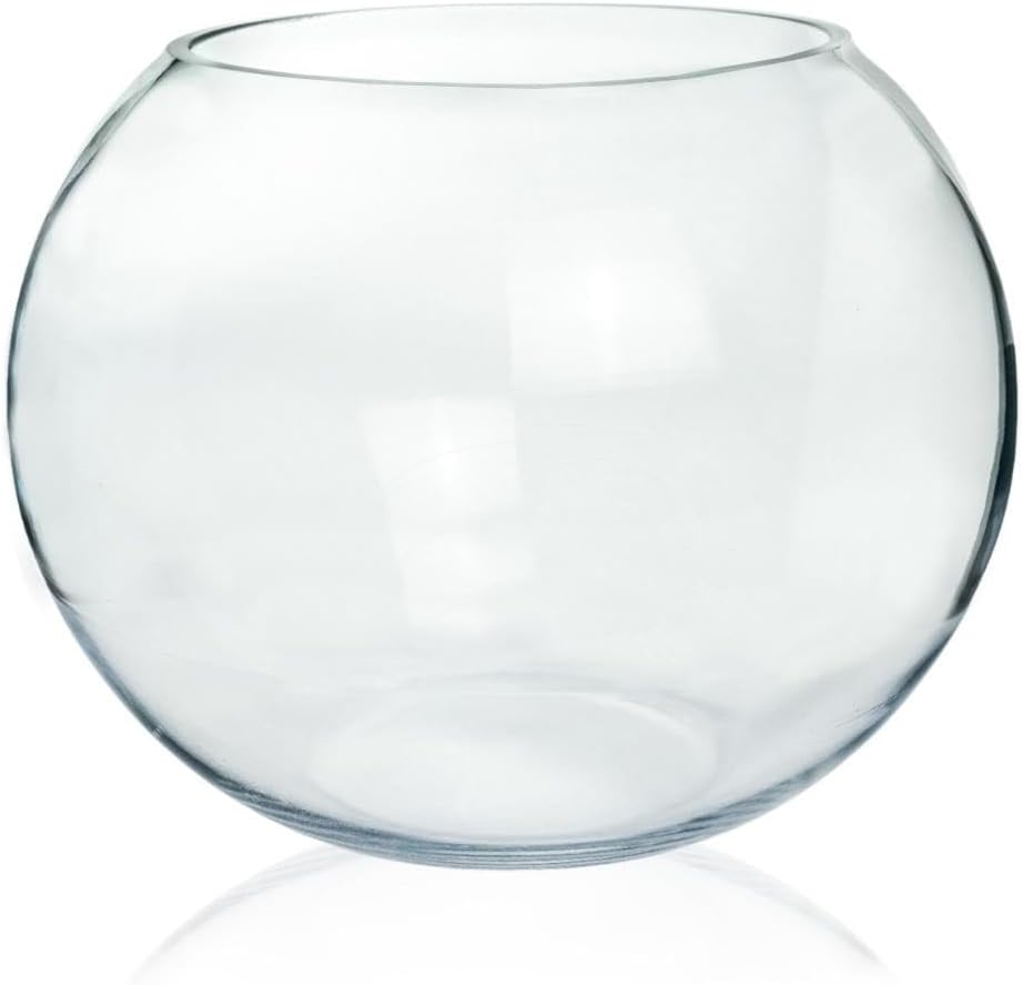 Craft And Party, Fish Bowl Vase, 14" Height x 16" Width Glass Fish Bowl Vase, Bubble Bowl vase for Terrarium, Flower vase Centerpiece