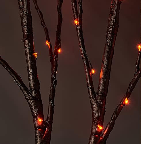 LITBLOOM Halloween Tree Branch Lights 32IN 100 Orange LED with Timer, Lighted Black Twig Branches with Fairy Lights for Halloween Decoration Indoor Outdoor