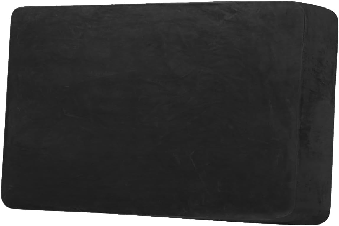 H.VERSAILTEX Velvet Stretch Individual Couch Cushion Cover Plush Slipcover for Loveseat Sofa Furniture Protector Seat Cover (1 Piece Loveseat Cushion Cover, Black)