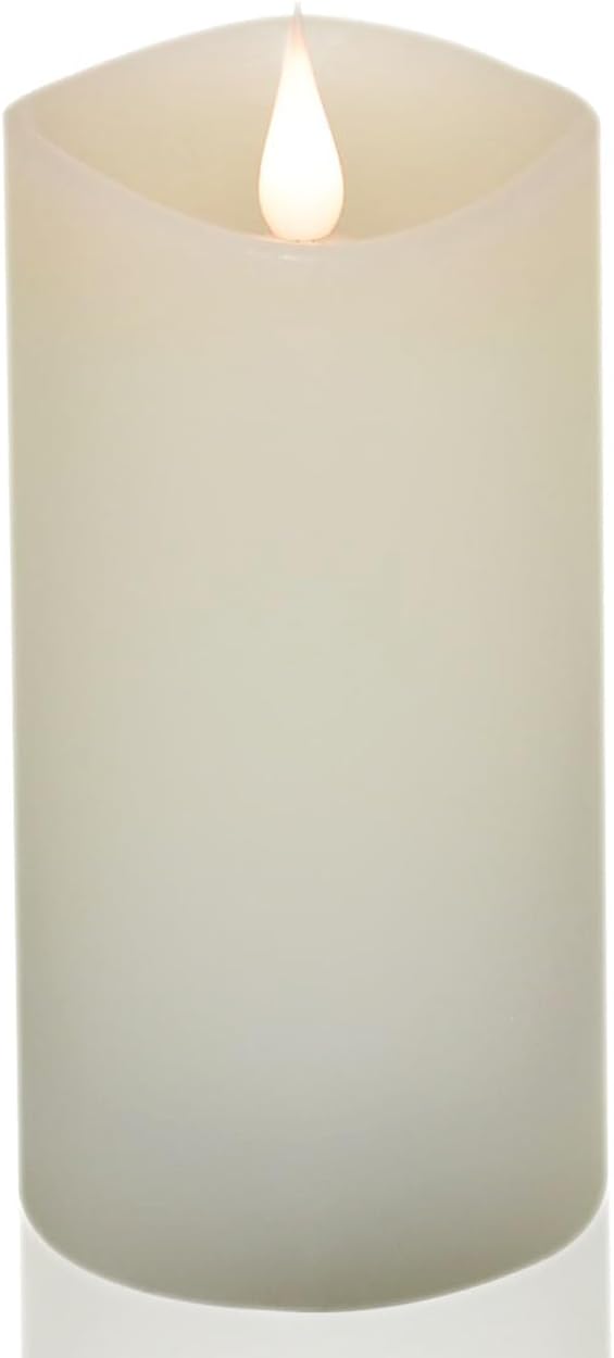 Flickering Flameless Candle, Real Wax LED Pillar Candle with 3D Moving Flame, Battery Operated, Built-in Timer, Ivory, Unscented, Safe for Home Décor, and Holidays 3" x 6.12"