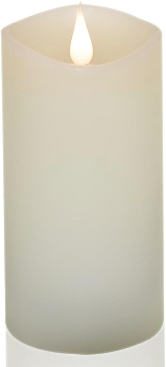Flickering Flameless Candle, Real Wax LED Pillar Candle with 3D Moving Flame, Battery Operated, Built-in Timer, Ivory, Unscented, Safe for Home Décor, and Holidays 3" x 6.12"