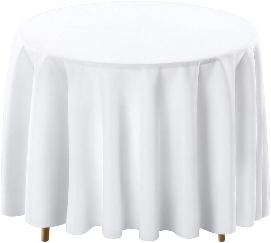 Surmente White Tablecloth for Round Tables, 108-inch Round Table Cloths for Weddings, Banquets, or Restaurants