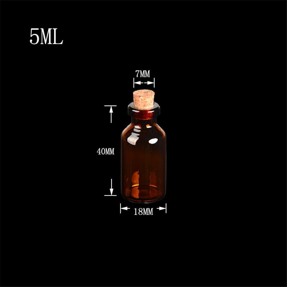 18x40x7mm 5ml Mini Brown Glass Jars with Cork Empty Tiny Glass Jars Gift 5ml Glass Bottles Vials 12units (12, 5ML)