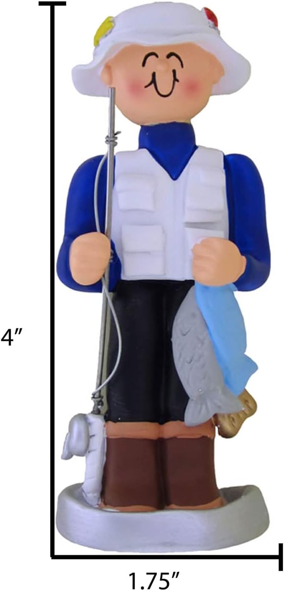 Ornaments by Elves Personalized Gone Fishing Ornament 2024 - White Hat Fisherman Ornament Fishing Ornaments for Christmas Tree Fishing Decor Merry Fishmas Ornament Outdoor Fun Fishing Christmas