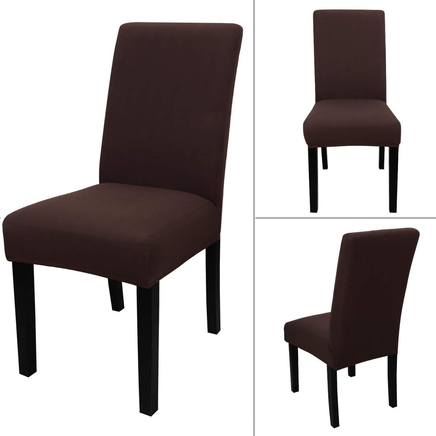 JQinHome 4 Pcs Dining Chair Slipcover,High Stretch Removable Washable Chair Seat Protector Cover for Home Party Hotel Wedding Ceremony (Pack of 4, Coffee)