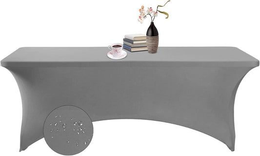 Spandex 8ft Waterproof Table Cover for Party,Wedding, Banquet, and Events(Gary)