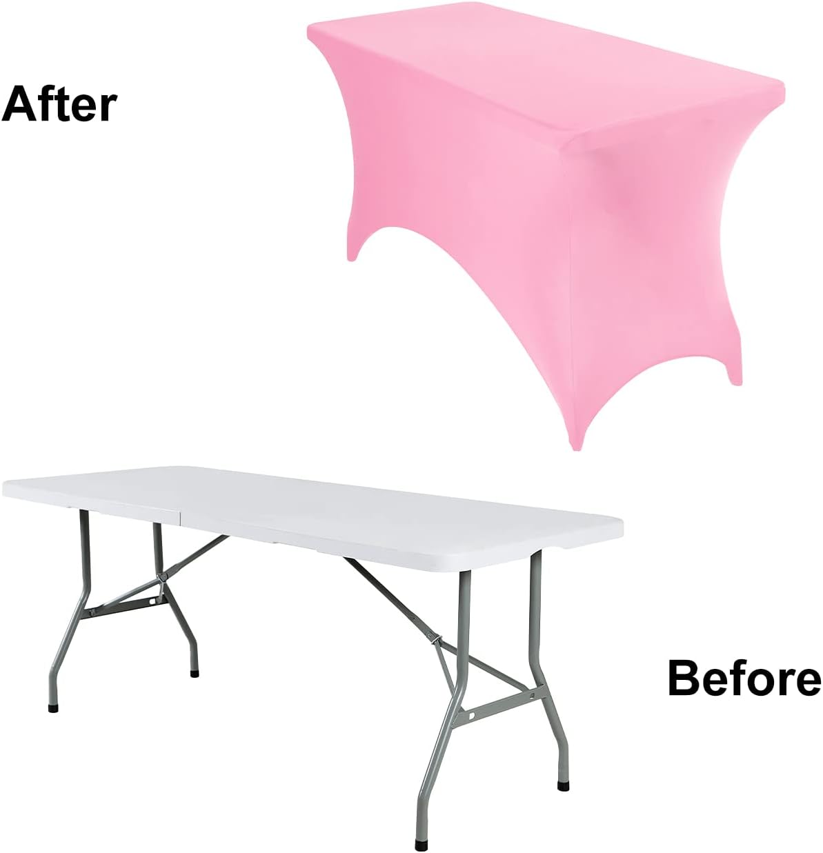 2Pack Spandex Waterproof Table Covers 4ft，Spandex 4ft Waterproof Table Cover for Party,Wedding, Banquet, and Events(Pink)