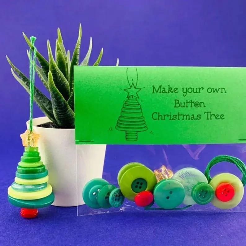 DIY Christmas Button Ornament Making Set–Fun Holiday Handmade Decorations for All Ages,DIY Craft Buttons Kit with Christmas Snowman/Santa/Angel,Xmas Tree Hanging Decorations (Mix-4pcs)