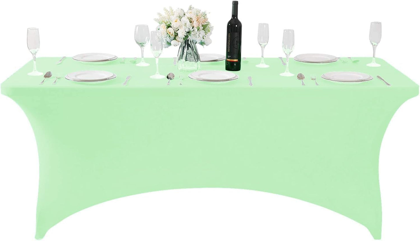 Spandex Table Cover for 6Ft or 4fT or 8ft Table Universal Fitted Stretch Tablecloth for Party, Banquet, Wedding and Events-Mint