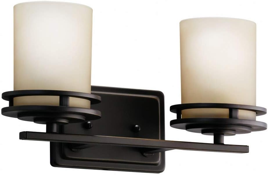 Kichler Hendrik 14.5" 2 Light Vanity Light with Light Umber Etched Glass Olde Bronze®