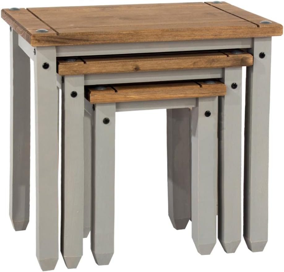 Wood Nest of 3 Tables Corona Gray