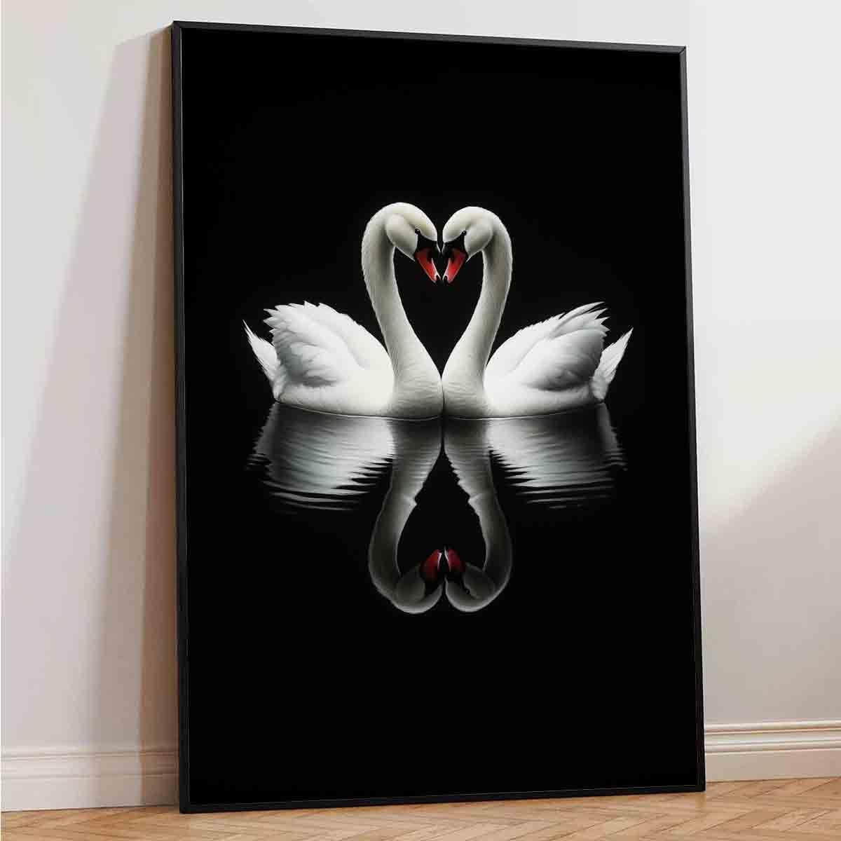 Swan Wall Art Vintage Swan Lake Painting Black And White Animals Wall Art White Bird Pictures Moody Painting Aesthetic Print Romantic Elegant Animal Print Antique Artwork Room Decor 16x24inch No Frame