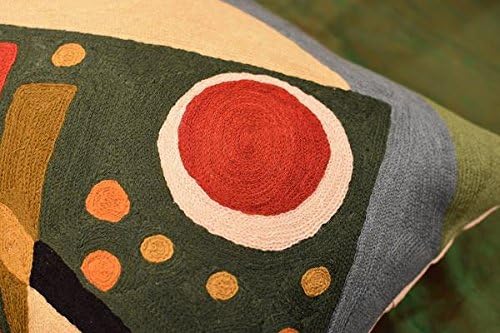 Lumbar Kandinsky Pillow Cover | Green Abstract Pillows | Modern Chair Cushion | Farmhouse Cushions | Handmade Wool Size 14x20