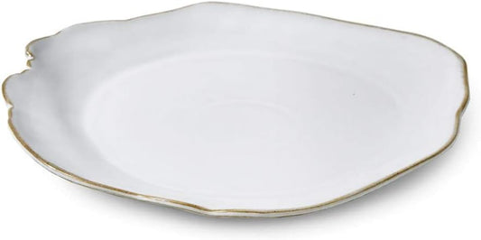 Serene Spaces Living Set of 2 Medium Free-Form Edge Glazed Ceramic Plate- Dinnerware for Vintage Weddings, Events, Measures 9" Long, 8" Wide and 1" Tall