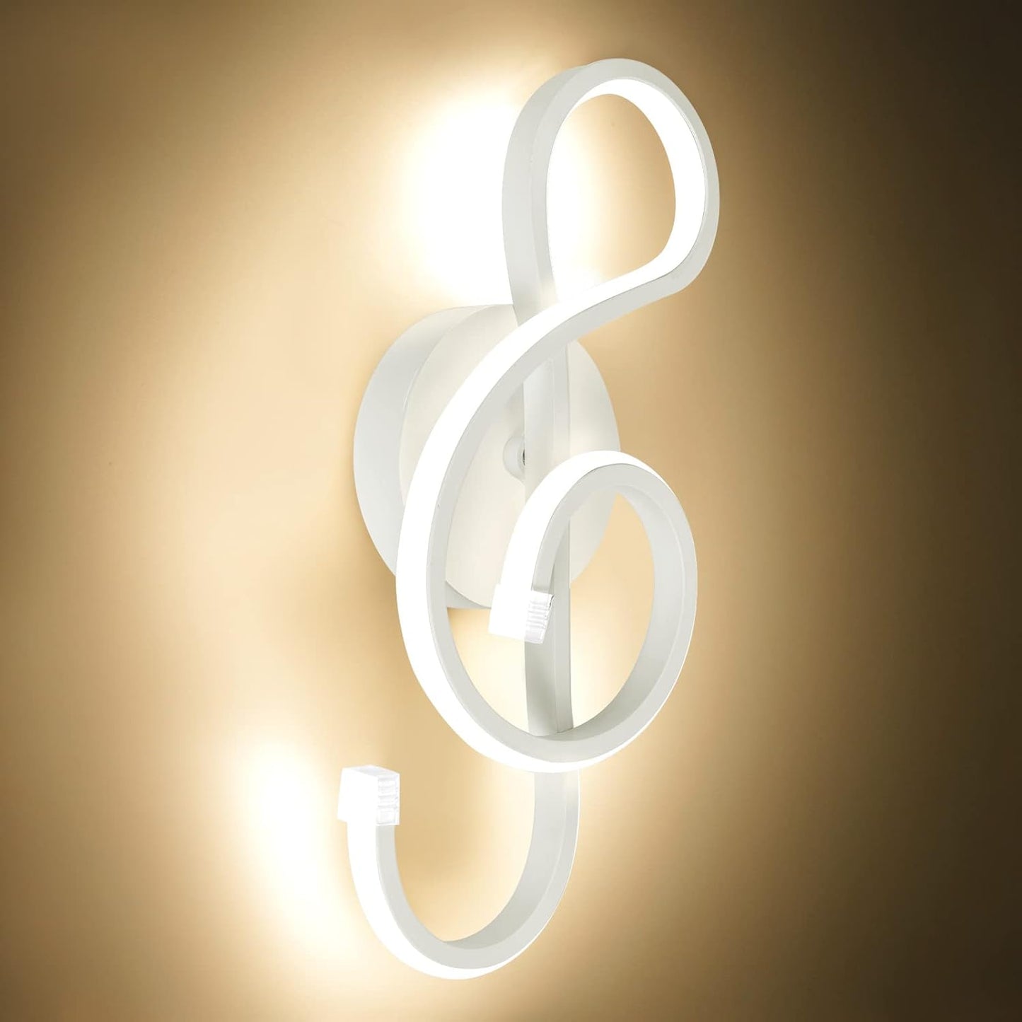 XEYOU 22W Modern Wall Sconce Lighting Indoor LED Creative Wall Light Fixture Music Symbol Art Decoration Wall Lamp for Living Room Bedroom Stair Corridor, White 3000K