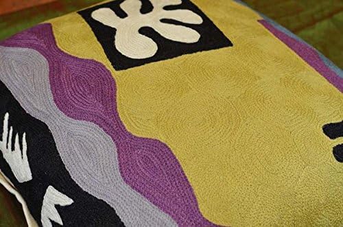 Yellow Matisse Gold Pillow Cover Farmhouse Chair Pillowcase Art Deco Chair Cushion Modern Outdoor Pillow Kids Room Cushions Hand Embroidered Wool Size 18x18