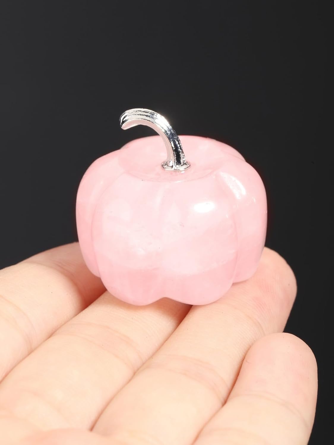 Jovivi Rose Quartz Crystal Pumpkin Figurine, 1.2" Mini Carved Gemstone Pumpkin Statue Decor Healing Stones Decorative Ornaments for Fall Harvest Thanksgiving Halloween Decorations Home Decor