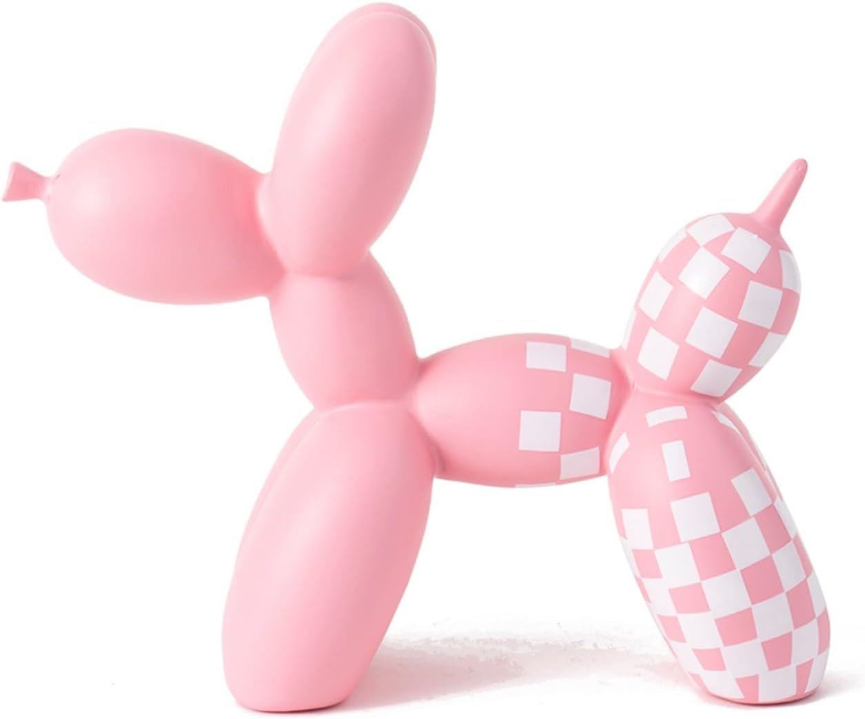 Vilead Resin Balloon Dog Statue with Checkered Pattern,Modern Home Decoration Trendy Animal Art Ornaments,Collection Figurine Bedroom Living Room Office Desktop Sculpture
