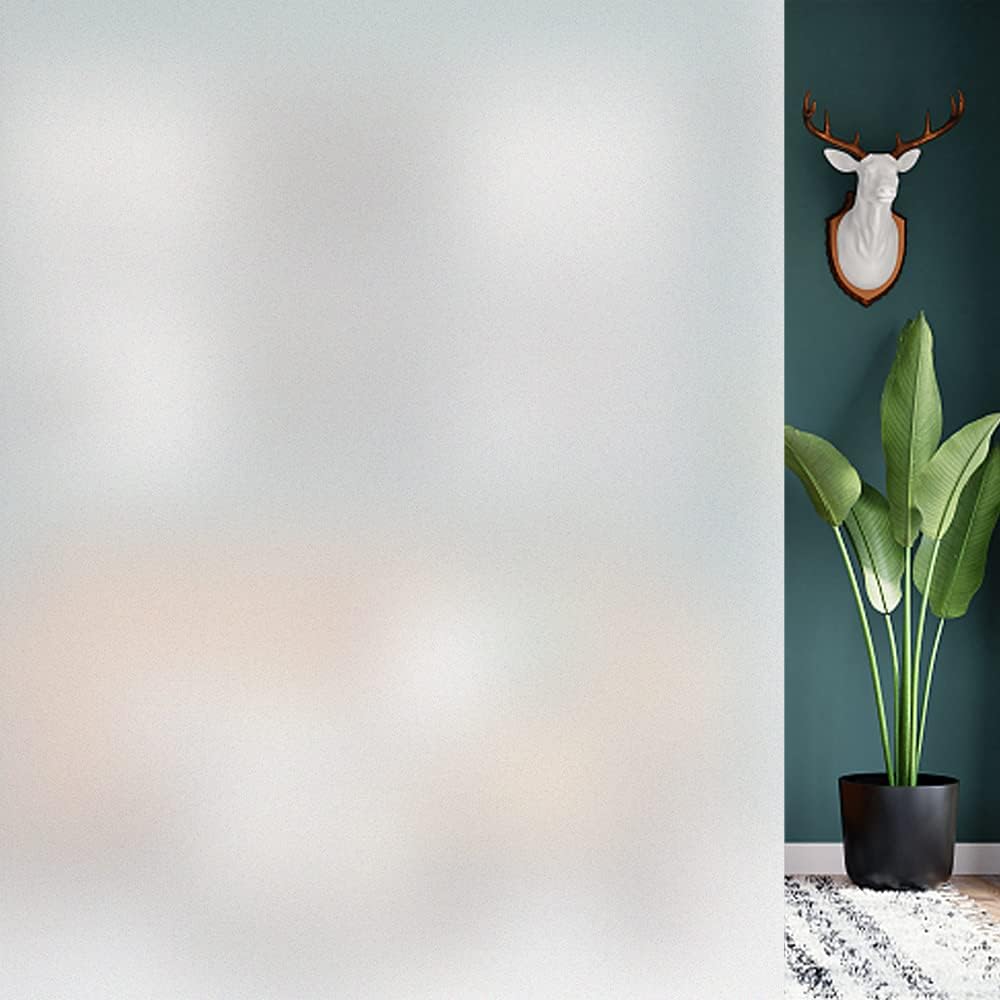 HIDBEA Frosted Window Privacy Film - Non Adhesive Static Cling Glass Stickers Sun UV Blocking Heat Control Door Covering Decals for Home Office, 35.4 x 393.7 Inch