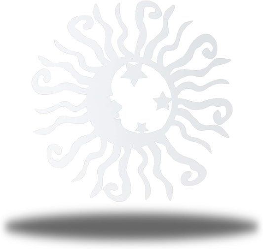 Riverside Designs Wacky Solar Moon Metal Wall Art Steel Outdoor Decor | Heavy-Duty and Waterproof | Made in USA (White, 30L x 30W)