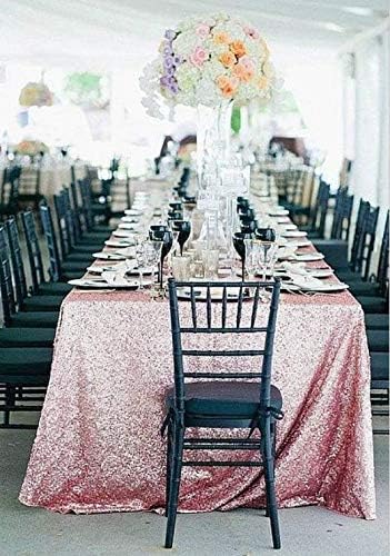 SquarePie Sequin Tablecloth 90 x 156 Inch Fuchsia Pink Sparkly Table Linen for Wedding Party