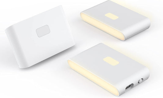 Rechargeable LED Night Lights with Motion & Dusk-to-Dawn Sensors - Soft White Stair Lights for Bathroom, Hallway, Bedroom - Magnetic Mount, Expandable Link System - 3 Pack