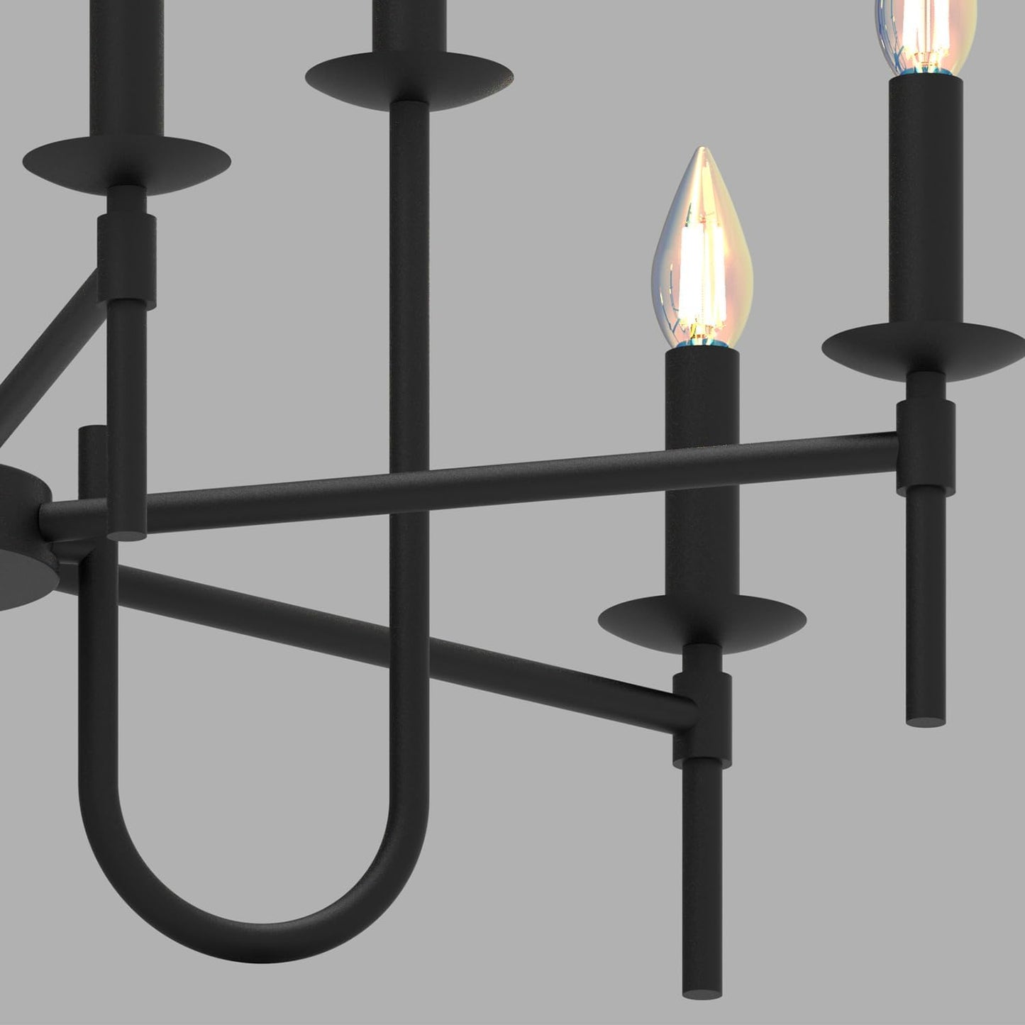 Farmhouse Black Chandelier, Modern Candle Hanging Lamp, Round LED Ceiling Pendant Lights for Kitchen Island Living Room Bedroom Dining Room (Black-B 9Lights)