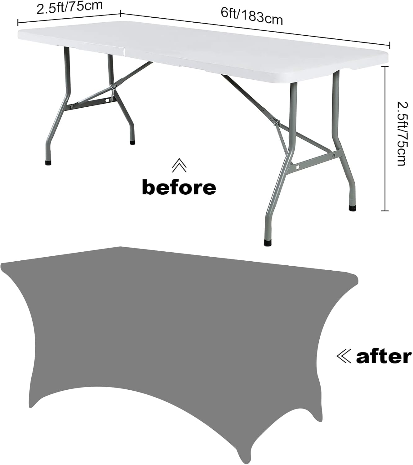 SuperO Waterproof Spandex Table Cover for 6FT Table Universal Fitted Stretch Tablecloth for Party, Banquet, Wedding and Events-Purple