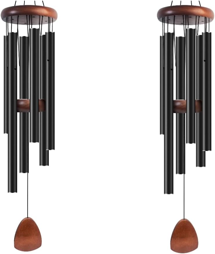 Large Aluminium Wind Chimes 37" Inches to Create a Zen Atmosphere Suitable for Outdoor, Garden, Patio Decoration Wind Chimes with Wind Catcher Suitable as A Gift for Unisex(2 Pack Black)