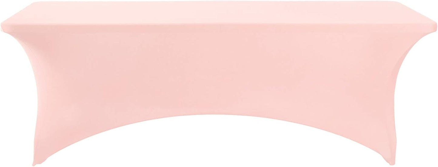 Spandex Table Cover for 8FT or 4ft or 6ft Table Universal Fitted Stretch Tablecloth for Party, Banquet, Wedding and Events-Blush Pink