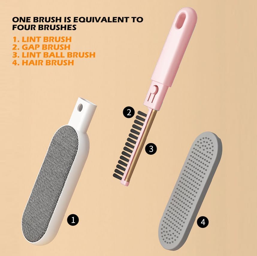 Multi-Functions Travel Lint Remover, Pet Hair Remover, Fur Remover for Dogs & Cats, Efficient Hair Collector,Pet Hairs Brush,Magic Fur Brush D (Pink)