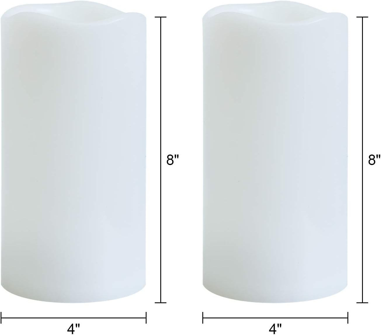 GenSwin Waterproof Outdoor Flameless Candles with Remote Timer, Battery Operated Large Flickering LED Pillar Candles for Indoor Outdoor Lanterns, Won’t Melt, Long-Lasting(White, Set of 2, 8” x 4”)