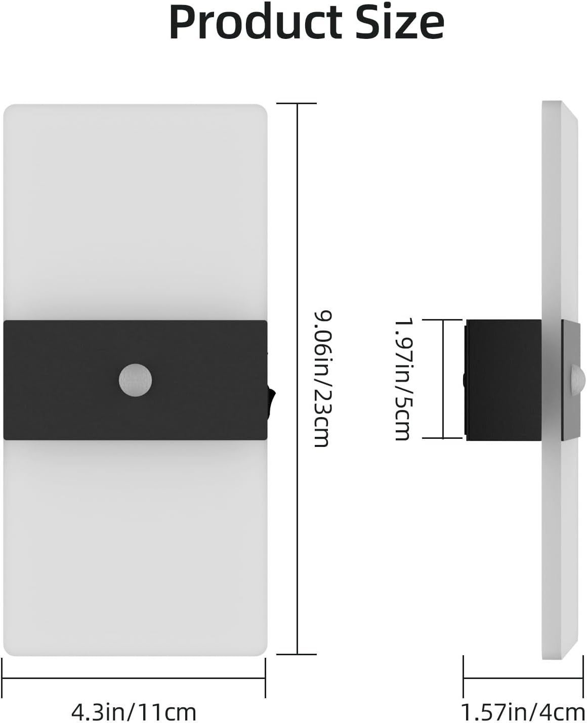 Wireless Motion Sensor Indoor Wall Sconces Set of 2, Morden Battery Acrylic LED Wall Lantern, Cordless Decorative Wall Lamps for Porch Patio Hallway Bedroom Living Room(Black)