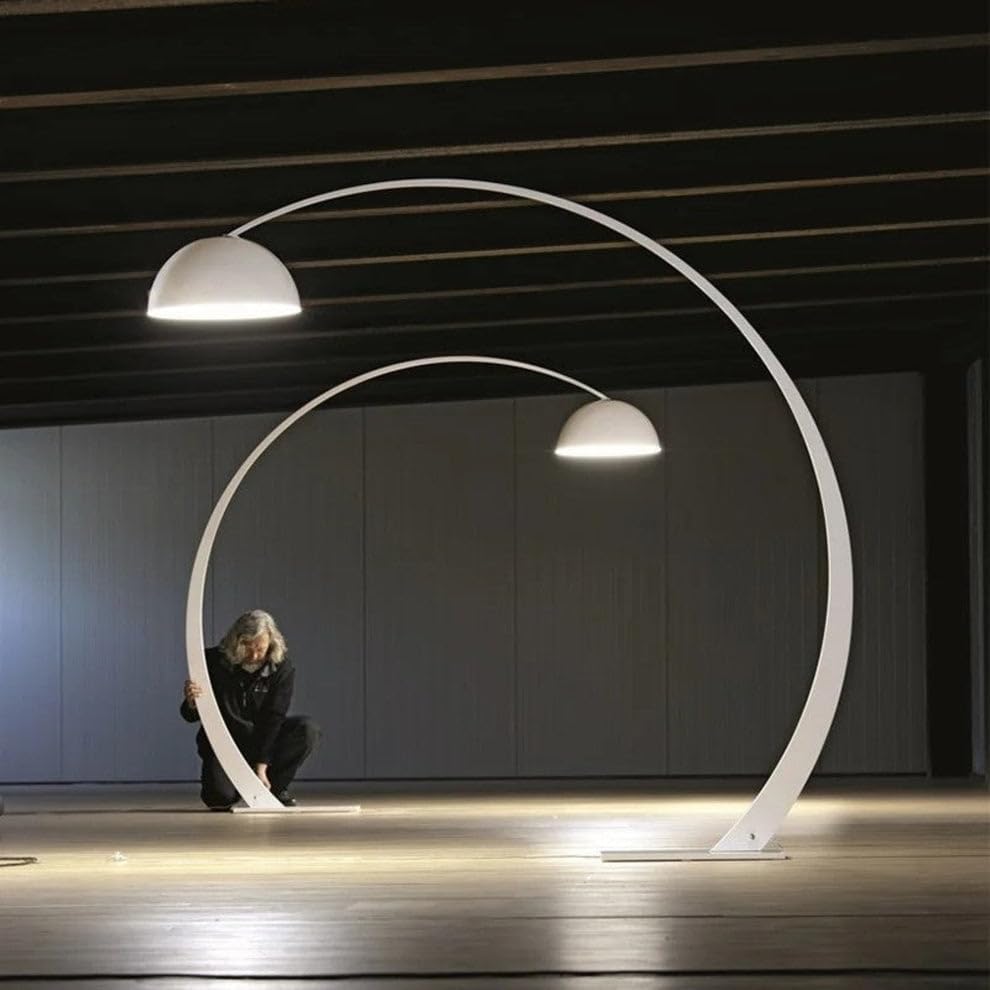 Prismatica | Half Arc Metal Floor Lamp with Brushed Finish | Modern Look for Living Room